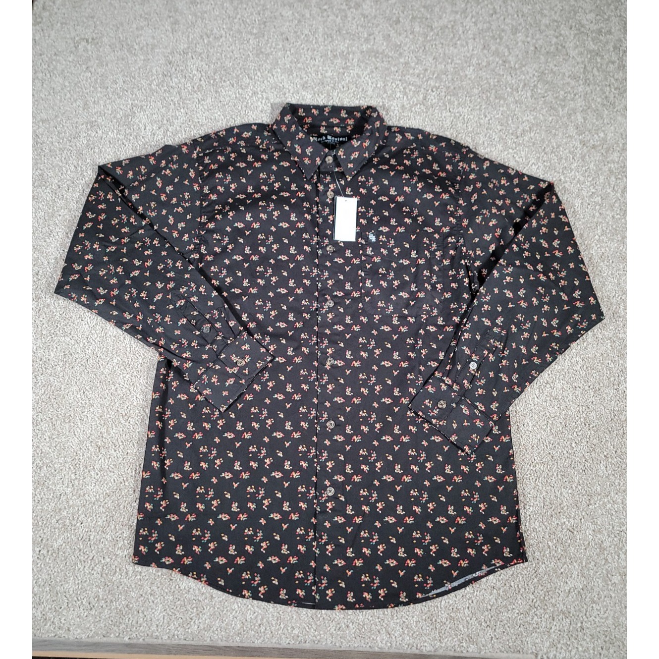 Nwt Rock Revival Button Down Shirt Large Black Wool Blend Geometric Print Grunge — image 2 of 8